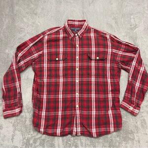 Vintage Polo Sport Ralph Lauren Flannel Mens Button Up Size Large